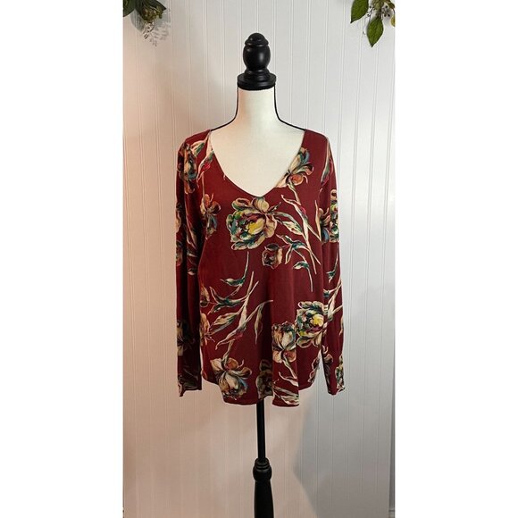 Chicos Women's Floral Print Long Sleeve Knit Top Size 2 US L Rayon Blend - Picture 7 of 13